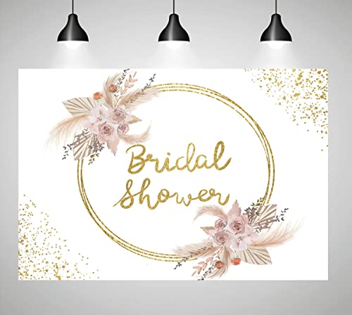 Boho Bridal Shower Backdrop Pampas Grass Bridal Shower Party Photography Background Bohemian Engagement Wedding Cake Table