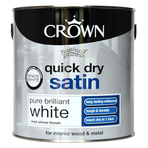 CROWN Quick Dry Satin Paint Brilliant White 2.5 litre