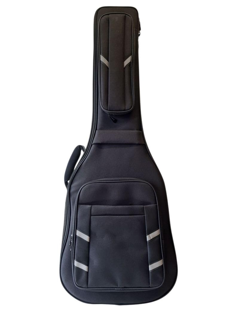 Generisch E-Gitarre Tasche Gigbag Case mit 25mm Polsterung – Rucksackfunktion, Zubehörfächer, wasserabweisend – Gitarrentasche für E-Gitarre aus Nylon 600D in Schwarz – NEU & TOP Qualität