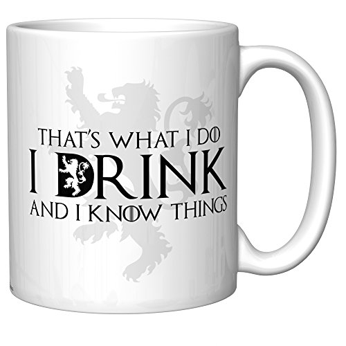 CJ Artisans Tyrion Lannister (Game of Thrones) That's What I Do, I Drink and I Know Things Coffee Mug with the Lannister Lion Family Sigil