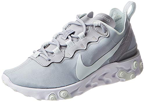 Nike Women's React Element 55 Running Shoes (7, Wolf Grey/Ghost Aqua/White)