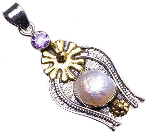 Pendentif en perle de Biwa argent 925 fait main unique StarGems