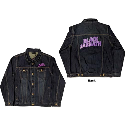 Black Sabbath Denim Jacket Classic Wavy Band Logo Official Unisex Blue Size XXL3