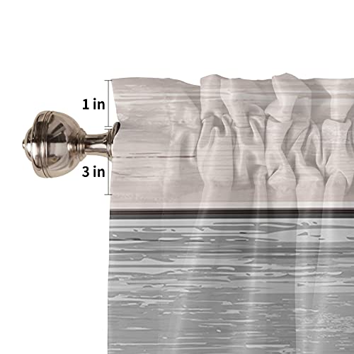 Idowmat Valance Curtains Vintage Farm Wood Grain Brown Gradient Window Valance For Living Room Bathroom Bedroom, Light Filtering Short Kitchen Valance Rod Pocket Window Decor Curtain 54"X18" #TOP4