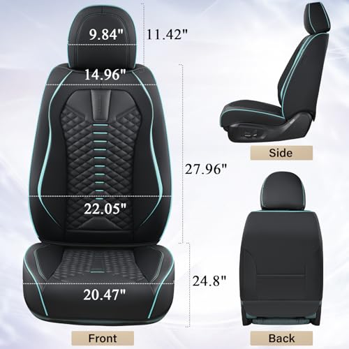 Image of Coverado Seat Covers, Car Seat Cover Front Seats, 2 Pack Universal Seat Covers for Cars, Nappa Leather Waterproof Seat Cover, Car Seat Protectors, Front Seat Cover Fit for Most Cars, Black&Blue