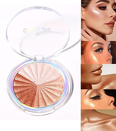 Easilydays 3 Colors Shimmer Highlighter Makeup Palette, Contour Palette Powder For Brighten Face Body Contour Gold Cheek Highlight Makeup, Eyeshadow, Blush Compact Makeup, Eyeshadow, Blush Compact Makeup, Iluminadores De Maquillaje (3 Color) #TOP29