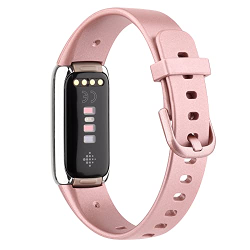 AK Sport Band Compatible with Fitbit Luxe Bands for Women Men, Soft Silicone Replacement Sport Straps Wristbands for Fitbit Luxe Fitness and Wellness Tracker (Small,Rose Gold) by AK - Image 5