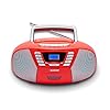 BLAUPUNKT B 120, Bluetooth cd-speler – draagbare cassetterecorder & kinderen cd-speler met Bluetooth-functie, PLL FM-radio, AUX & USB-aansluiting, met handvat, kleur: rood
