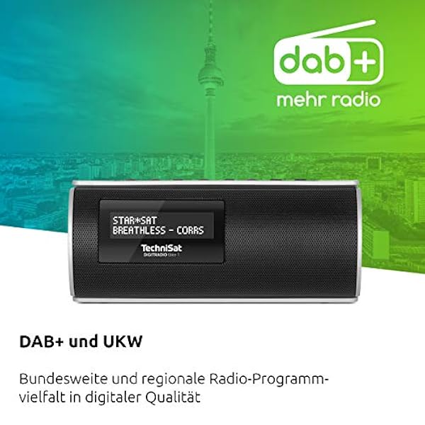 TechniSat DIGITRADIO Bike 1 - Radio per bicicletta DAB (FM, alloggiamento idrorepellente IP65, display OLED, streaming audio Bluetooth, staffa per manubrio/telaio, batteria ricaricabile, 2 watt) nero