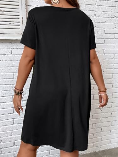 SOLY HUX Women's Plus Size Dress Color Block Short Sleeve T Shirt Dress Casual Summer Dresses2