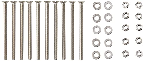 AHC A2SLTCSK460B10 M4 x 60 mm Stainless Steel Slotted Countersunk Machine Screws Including Nuts and Washers (Blister Pack of 10)