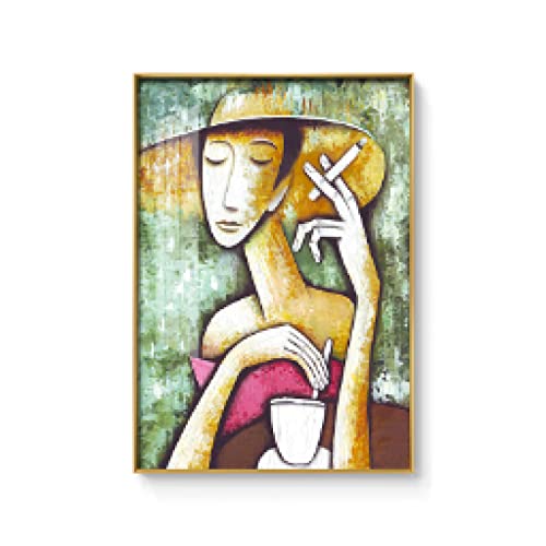 Peinture abstraite femme rétro pour décoration murale élégante salon et bar