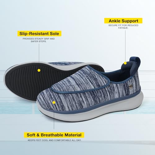 ORTOREX Men Orthopedic Diabetic Walking Sneakers Edema Shoes for Swollen Feet (11,Lt.Blue) — view 4