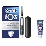 Oral-B Spazzolino Elettrico Ricaricabile iO 3 Nero, 1 Spazzolino Elettrico, 1 Testina Di Ricambio, Custodia Da Viaggio + Dentifricio Oral-B Advanced Protezione Gengive, Pulizia Denti Efficace