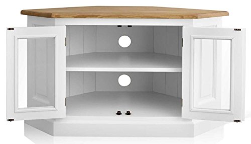 Image of APRODZ Mango Wood Borgia TV Stand Entertainment Unit for Living Room | White Finish
