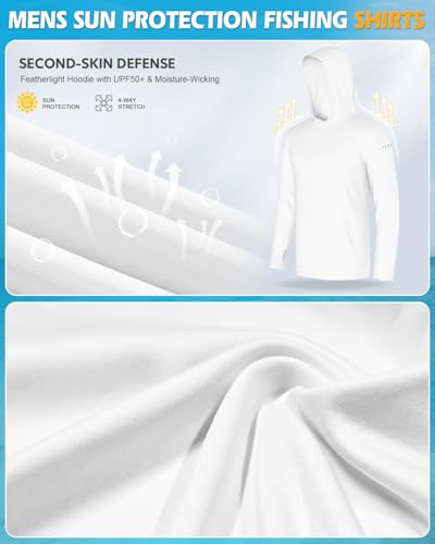 4 Pack Men's Sun Shirts UPF 50+ Rash Guard Long Sleeve Sun Protection Hoodies UV Fishing Athletic Workout Hiking Hooded3