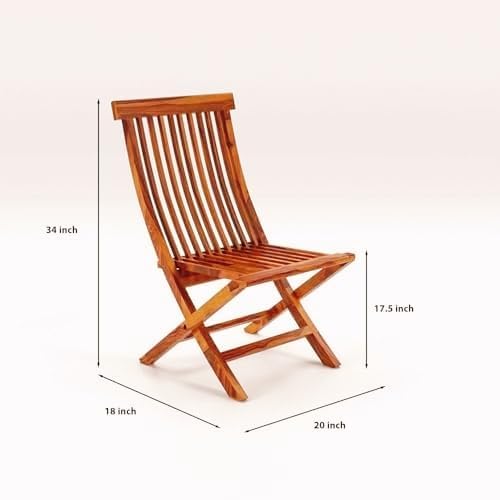 Image of WhiteBeard Solid Wood Foldable Desing 2 Chair Set with Medium Size Dinning Table, Multi-Purpose Premium Rosewood Foldable Coffee & Bistro Set for Balcony,Garden,Living Room Space Saving Honey Finish