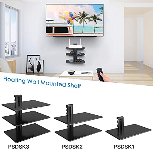 Perlesmith Floating Wall Mounted Shelf Av Mount Shelf - Holds Up To 17.6Lbs - Dvd Dvr Component Shelf With Strengthened Tempered Glass - Perfect For Dvd Players, Tv Box And Cable Box, Psdsk3 #TOP7