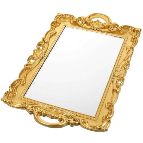 OUNONA Plateau Miroir Vintage Carré Rétro Petit pour Accessoires Photo en Verre Décoratif pour Rangement Bijoux Cosmétique Usage Maison Bureau Hôtel –