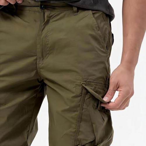Mens Casual Cargo Pants Tapered Stretch Twill with Drawstring Elastic Waist & Multiple Pockets for Everyday Wear3