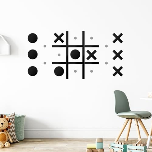 Magnetic Tic Tac Toe Game Home Wall Decor for Kids&Adults Wall-Mount Game for Modern Office Classroom Fun Playroom Hallway Decor Wall Stickers Toys Best Gift for Family Friends (no Punching)