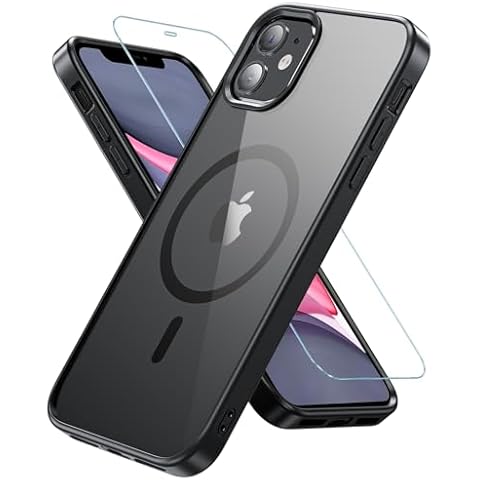 OWKEY for iPhone 11 Phone case, iPhone 11 Case Compatible with Magsafe with Screen Protector, [Anti -fingerprint] Magnetic Shockproof Phone Case iPhone 11 Slim Outdoor Cover for iPhone 11 6.1‘’, Black Cover