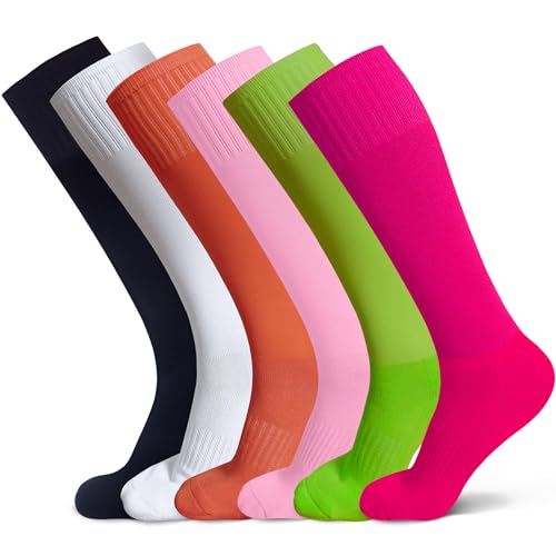 Raigoo Soccer Softball Baseball Football Socks for Youth Kids Boys and Girls Ages 4 to 16 Knee High Sport Athletic Socks