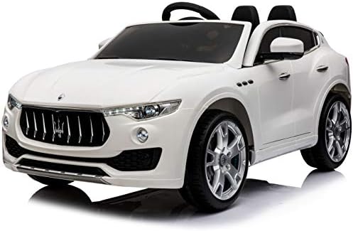 Maserati Levante Licensed 4 Wheel Ride On Electric Toy Car for Kids 12V Battery Powered MP3 RC Parental Remote Controller Leather Seat Suitable for Boys and Girls White
