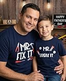 Mens Mr Break Father Son Matching Shirts Daddy and Me Outfit (L) Blue