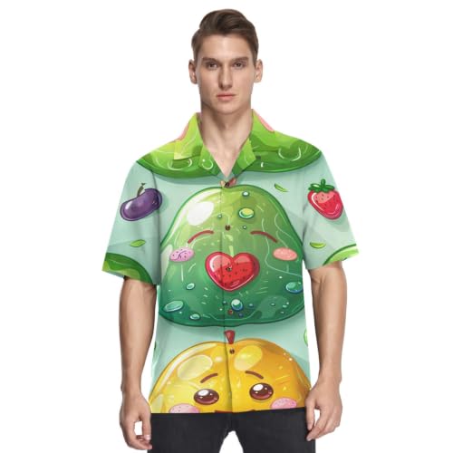 Chemise Hawaïenne Homme Avocat Dessin Animé Coloré Coupe Fluide
