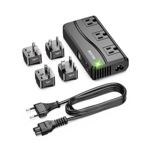 BESTEK Universal Travel Adapter 100-220V to 110V Voltage Converter 250W with 6A 4-Port USB Charging 3 AC Sockets and EU/UK/AU/US/India Worldwide Plug Adapter (Black)