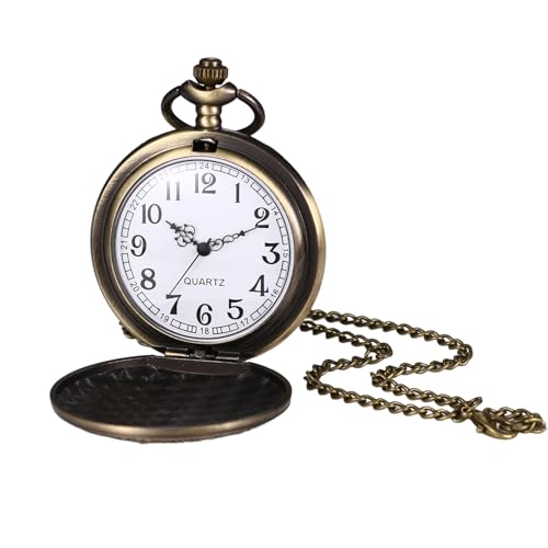 JewelryWe Western Pioneer Pocket Watch: Men Women Analog Quartz Vintage Arabic Numeral Dial 1896 Sheriff Badge Design Unisex Pendant Watches4