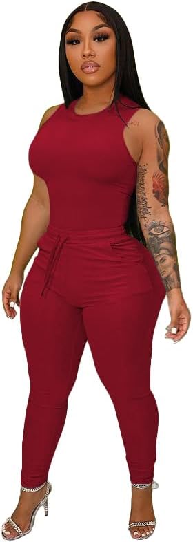 TOPSRANI Womens Two Piece Outfits Bodycon Tracksuit Sweatsuits Solid Jogger Biker Workout Gym Lounge Short Sleeve Pant Sets - Image 2