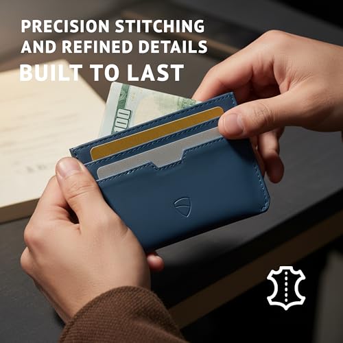 Image of Vaultskin MOORGATE Slim Card Holder - Minimalist Leather Wallet with RFID Blocking, Front Pocket Credit Card Case for Men & Women