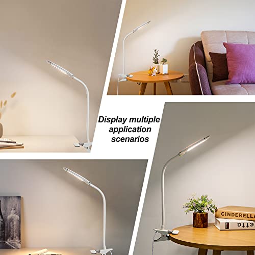 Eye Caring Desk Lamp With Clamp,Full Spectrum Eye Protection Led Clip On Desk Lamp,Dimmable Bright 8W Book Light For Reading In Bed,Daylight Usb Powered Adjustable Gooseneck Small Light For Dorm #TOP7