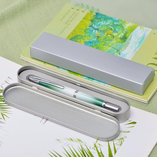 Image of Jinhao 10 Press Fountain Pen with Box, Gradient Grass Green Retractable Extra Fine Nib with Ink Converter Set (Silver Clip)