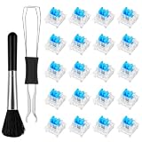 Qianyu 20 Stück Blue Mechanische Tastaturschalter 3-Pin-Klick-Tastenschalter Tastatur Staubdichte Schalter Präzise Switches mit Schalterabzieher und Reinigungsbürste für Gaming Tastaturen