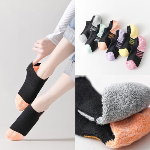 Image of EPEIUS Thick No Show Socks for Women Athletic Ankle Socks Cushioned Running Low Cut Non Slip Footies 3 /6 Pairs