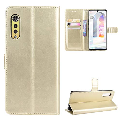 QiongNi Case for LG Velvet Case Cover,Flip Leather Wallet Cover Case for LG LMG900VM Velvet 5G UW / LMG900QM LMG900EM LMG900N LMG900UM1 LMG900UM2 / LMG910EMW Velvet 4G Case Gold