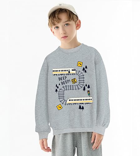 Tkria Boys Sweatshirt Monster Truck Train Toddler Sweater Cotton Long Sleeve Shirt Pullover 1-7T2