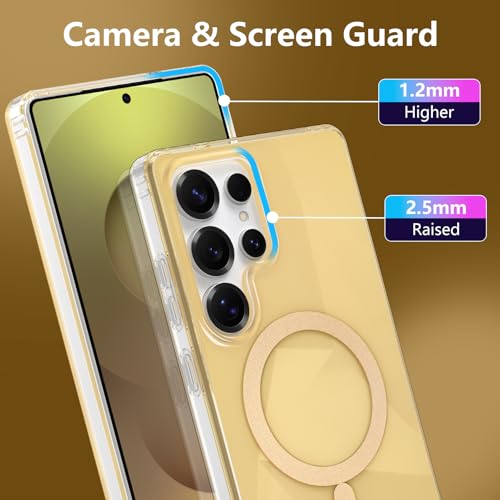 Image of Magnetic Case for Samsung Galaxy S25 Ultra [Compatible with Magsafe] [Anti-Yellowing] [1 Screen Protector] Shockproof Slim Iridescent Sparkly Case for Galaxy S25 Ultra 6.9 inch, Gold