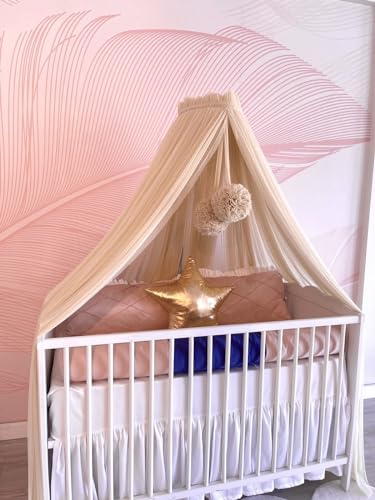 Baby Fancyroom Himmelstange Betthimmel Cremefarben Pompons