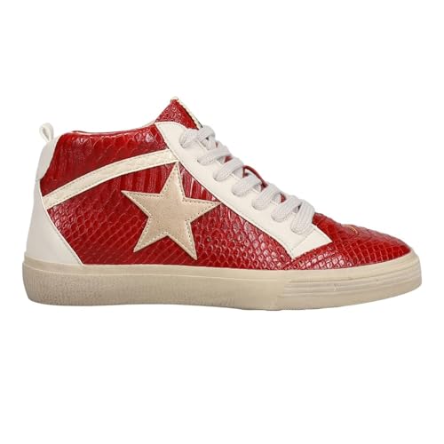 SHUSHOP Womens Paulina High Lace Up Sneakers Shoes Casual - Red - Size 9 M