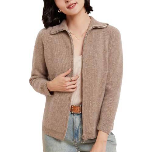 Zipper Cardigan Women Merino Wool Sweater Long Sleeve Casual Cashmere Knitwear Female Tops