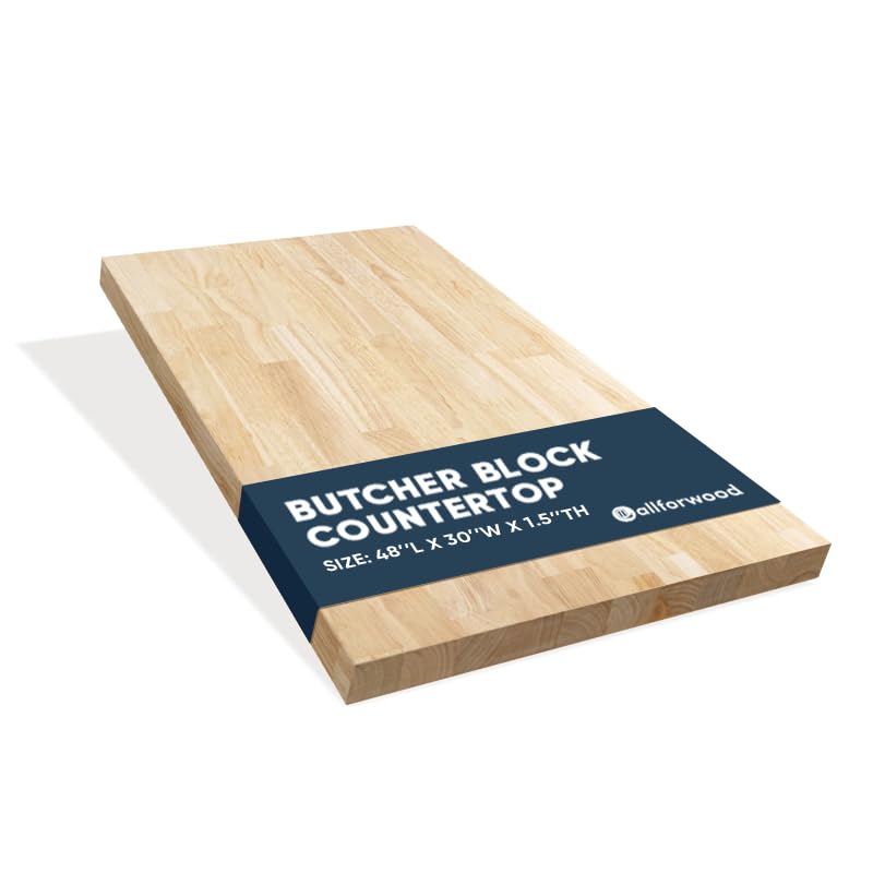 Tabla de cortar para cocina AllForWood de madera Rubberwood sin acabado, rectangular, 121.92 x 76.20 x 3.81 cm
