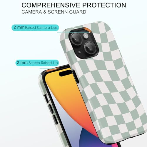 Obbii Compatible with iPhone 15/14/13 Case [Compatible with MagSafe] -Shockproof Protective 8 ft Drop Tested TPU Cover Phone Case 6.1" (Checkerboard, iPhone 15/14/13 6.1") by Obbii - Used condition - Image 4