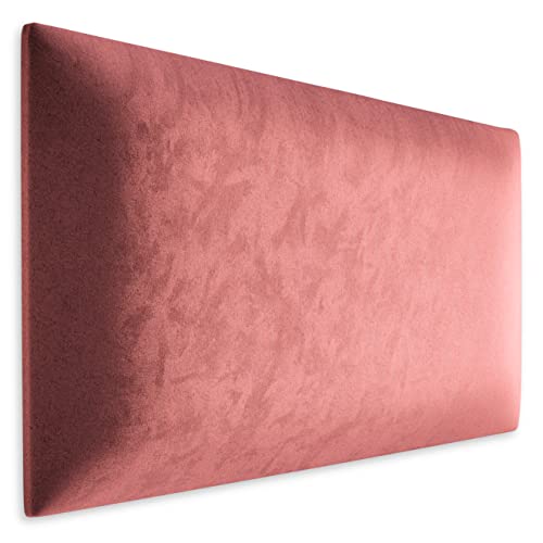 Muralo Panel acolchado de pared de terciopelo, panel acolchado de tela, para dormitorio, salón, cama, cabecero de cama, cojín lumbar, moderno y lujoso, panel acolchado (50 cm x 30 cm, rosa)