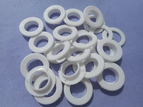 Image of Cbadni Decor Curtain Rings Hook (Plastic) Multipurpose Small Size (1.5 Cm) Use for Bedroom Window /Door, Bathroom & AC Curtain White Color Pack of 50 Pcs