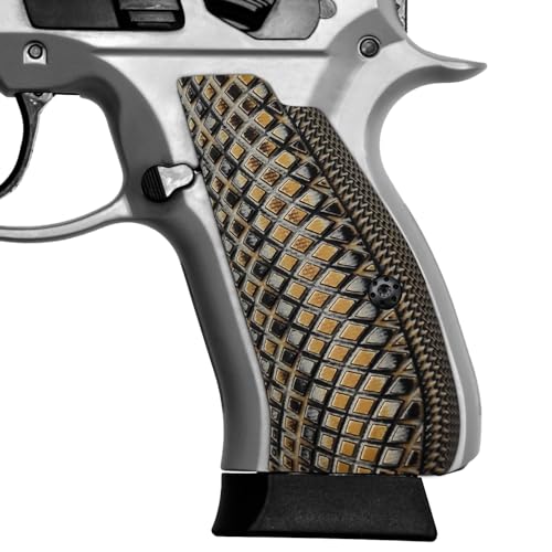 Cool Hand G10 Grips for CZ 75/85 Compact, CZ P-01, P100, C100, T100, PCR, CZ 75 D, Screws Included, Snake Scale Texture, Coyote Color - Cool Hand
