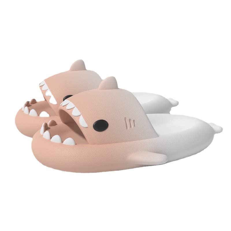 Summer Cute Shark Boys Girl Slippers，Shower Anti-Slip Novelty Open Toe Slides Lightweight Sole Sandals Casual Beach Shoes (8,pink white,8)